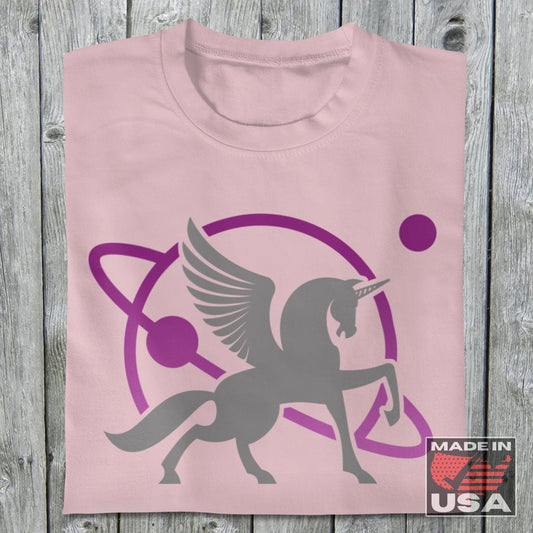 Grey Unipeg - Unicorn Pegasus Sci-Fi - Sci-Fi T-Shirt (Unisex) [Pink] NAB It Designs