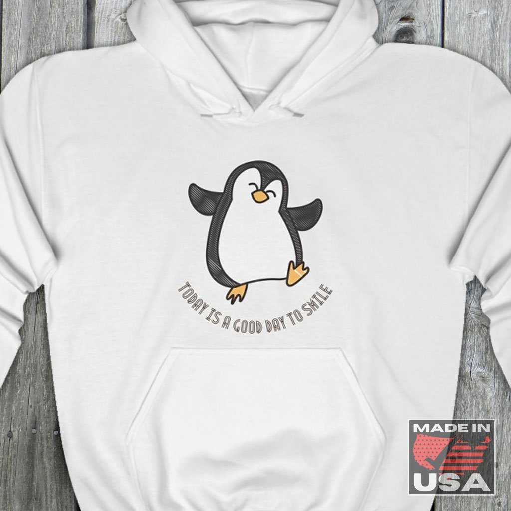 Happy Dancing Penguin Hooded Sweatshirt [White] NAB It Designs
