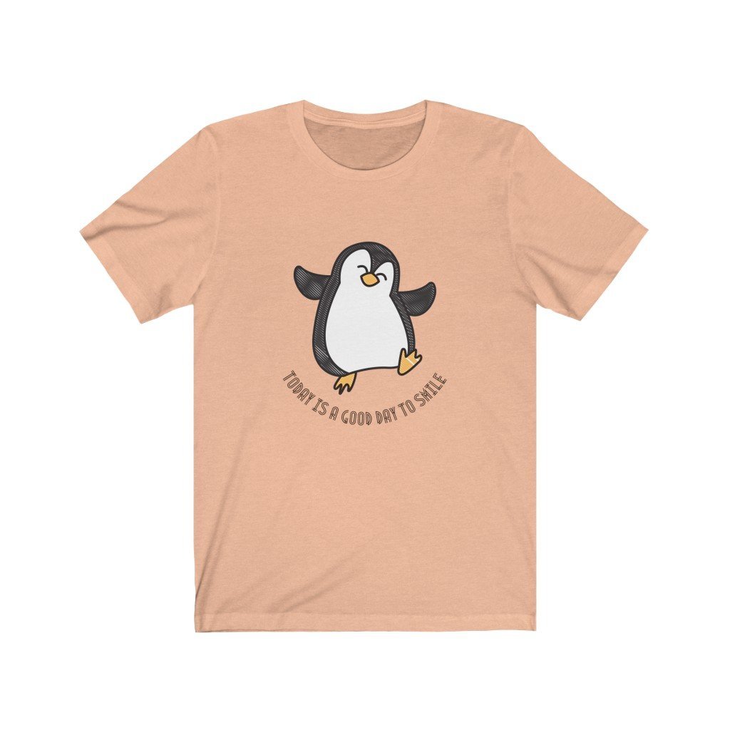 Happy Dancing Penguin - T-Shirt (Unisex) [Heather Peach] NAB It Designs