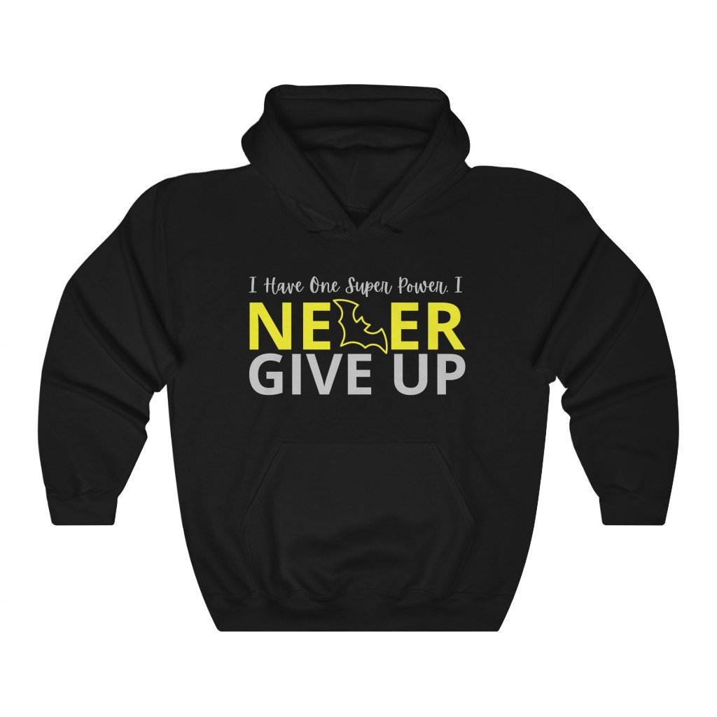 I Never Give Up - Motivational Batman Quote Hooded Sweatshirt (Unisex) [Black] NAB It Designs