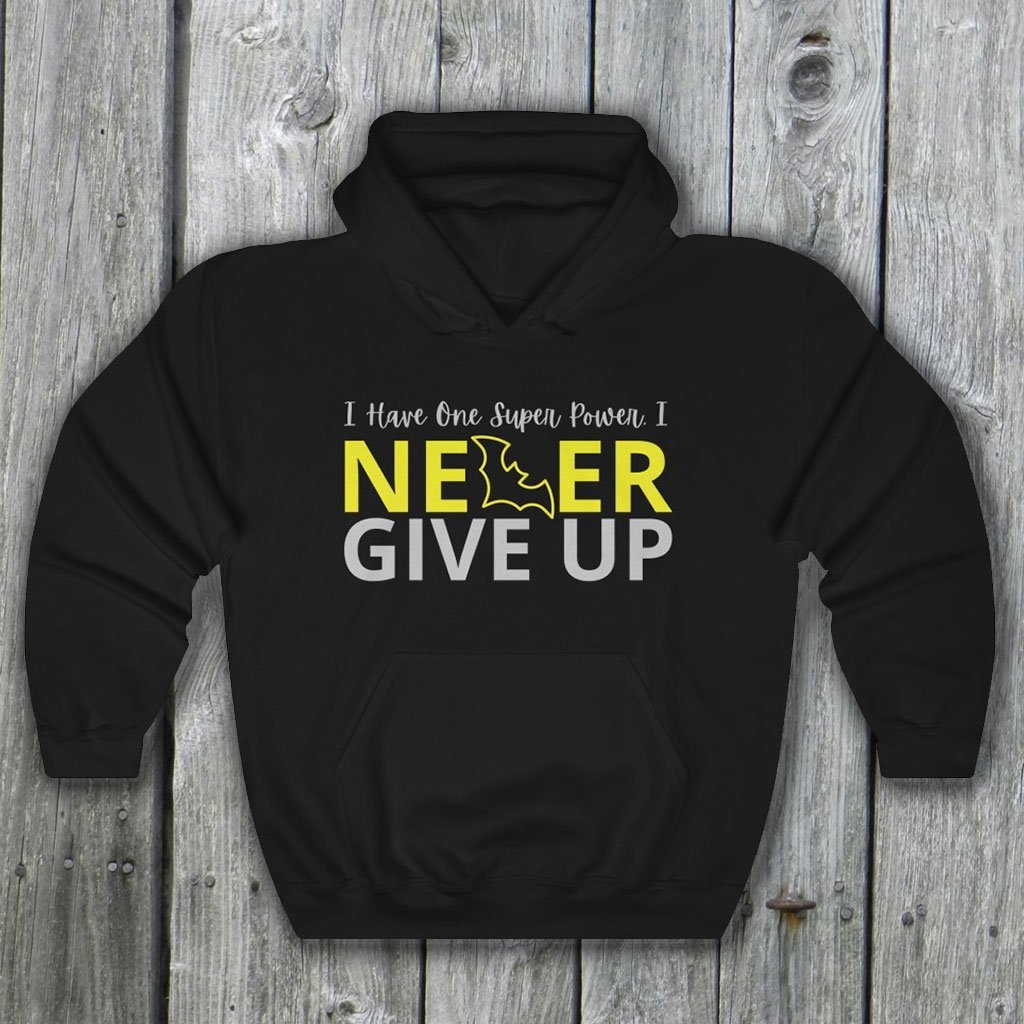 I Never Give Up - Motivational Batman Quote Hooded Sweatshirt (Unisex) [Black] NAB It Designs