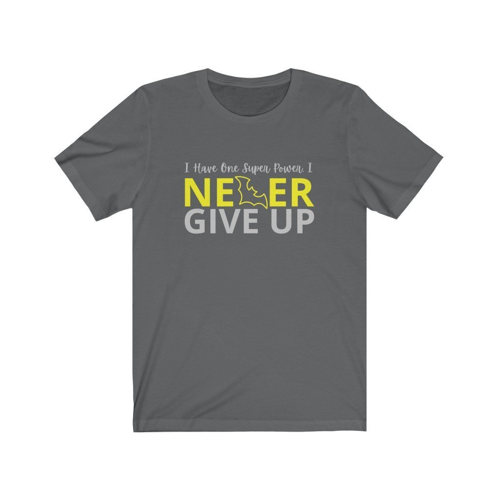 I Never Give Up - Motivational Batman Quote T-Shirt (Unisex) [Asphalt] NAB It Designs