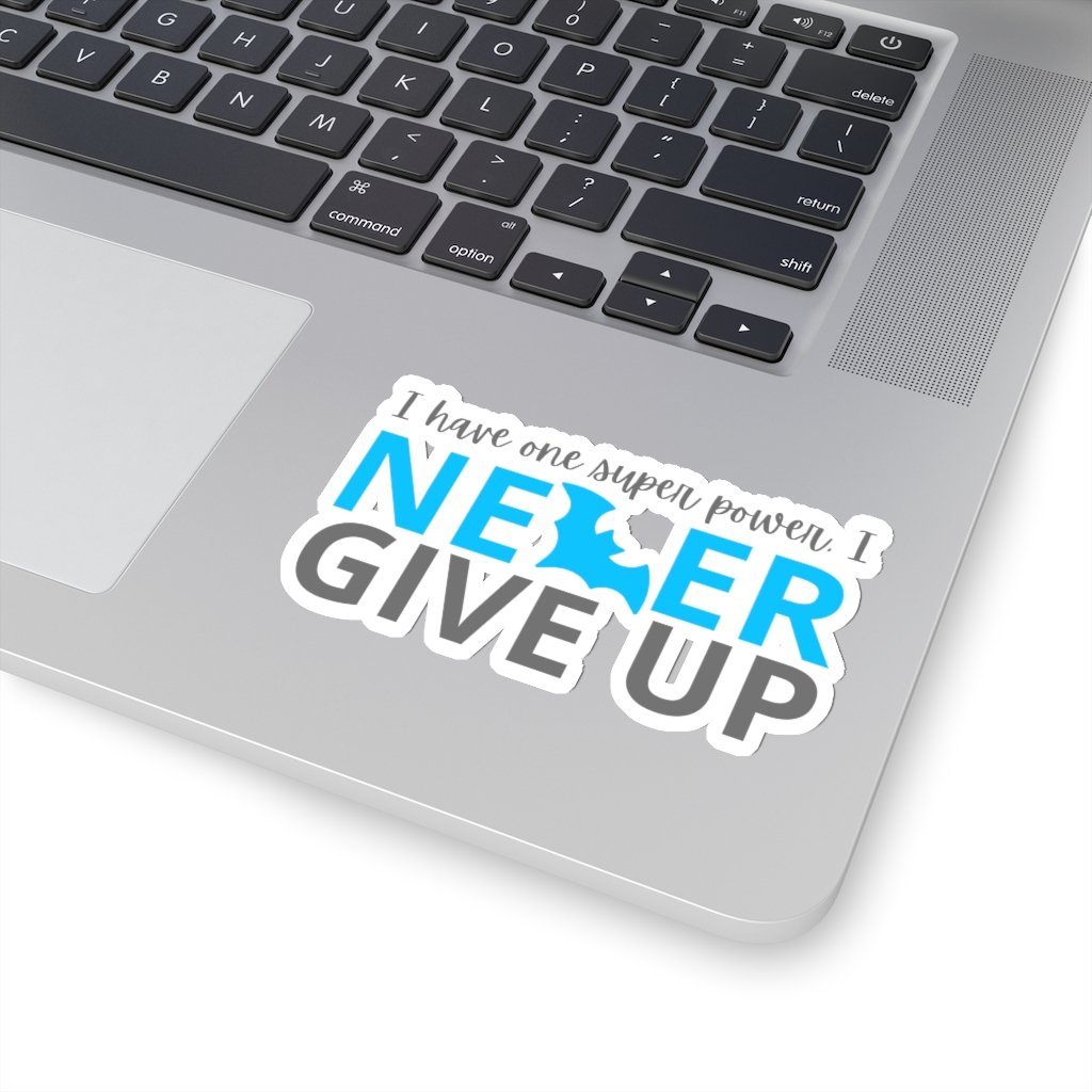 I Never Give Up Sticker (Turquoise) - Batman Quote Sticker [4" × 4"] NAB It Designs