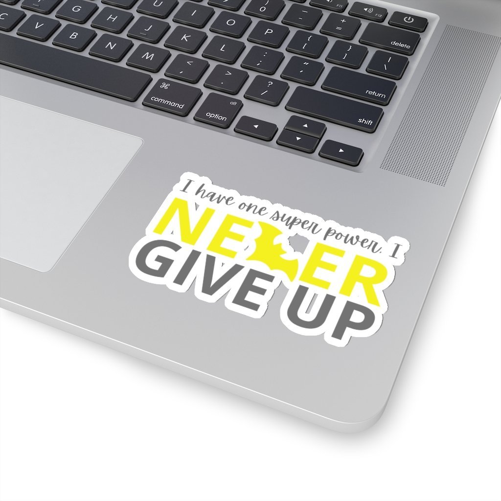 I Never Give Up Sticker (Yellow) - Batman Quote Sticker [4" × 4"] NAB It Designs