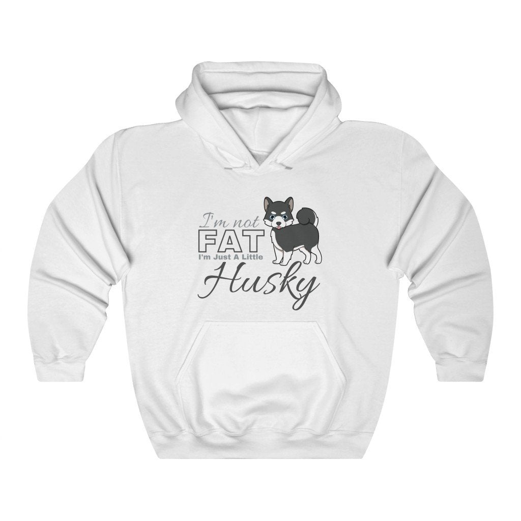 I'm Not Fat. I'm Just A Little Husky - Funny Black Pomsky Hooded Sweatshirt (Unisex) [White] NAB It Designs