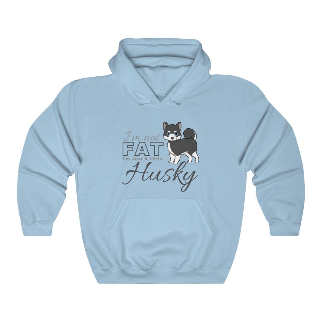 I'm Not Fat. I'm Just A Little Husky - Funny Black Pomsky Hooded Sweatshirt (Unisex) [Light Blue] NAB It Designs