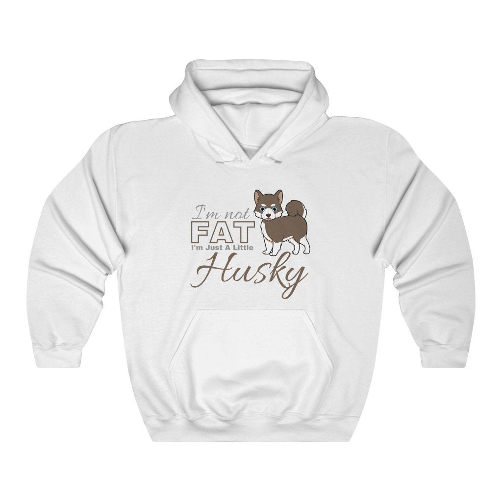 I'm Not Fat. I'm Just A Little Husky - Funny Brown Pomsky Hooded Sweatshirt (Unisex) [White] NAB It Designs