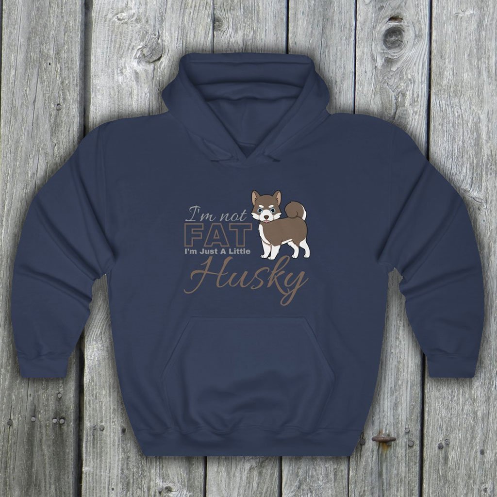 I'm Not Fat. I'm Just A Little Husky - Funny Brown Pomsky Hooded Sweatshirt (Unisex) [Navy] NAB It Designs