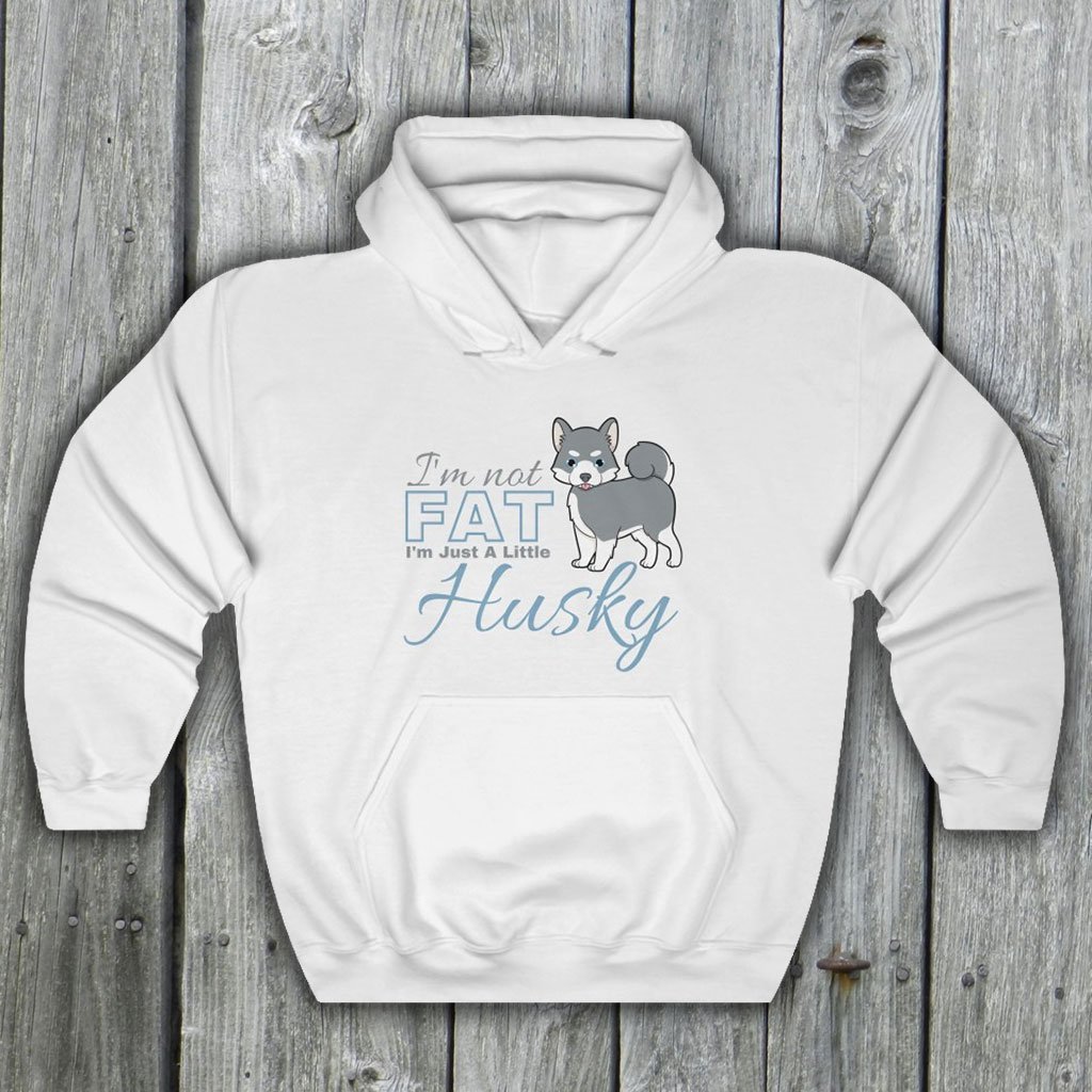 I'm Not Fat. I'm Just A Little Husky - Funny Grey Pomsky Hooded Sweatshirt (Unisex) [White] NAB It Designs