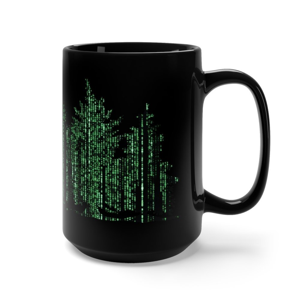 Merry Matrix Trees - Fun Matrix Christmas Mug 15 oz, Black [15oz] NAB It Designs