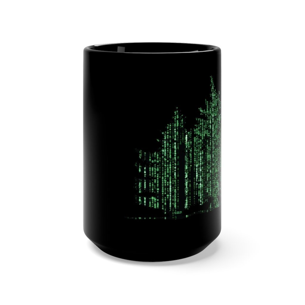 Merry Matrix Trees - Fun Matrix Christmas Mug 15 oz, Black [15oz] NAB It Designs