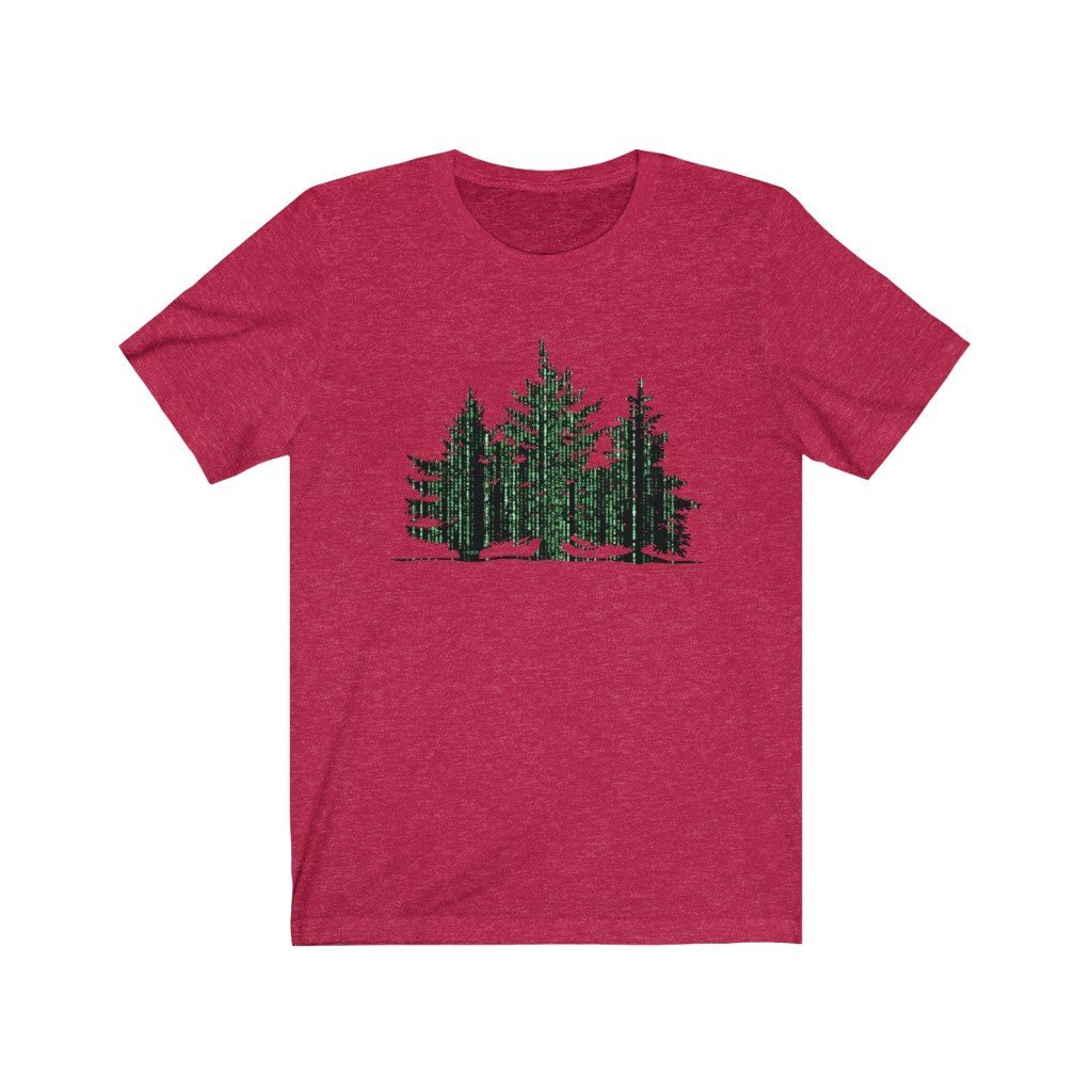 Merry Matrix Trees - Fun Matrix Christmas T-Shirt (Unisex) [Heather Red] NAB It Designs