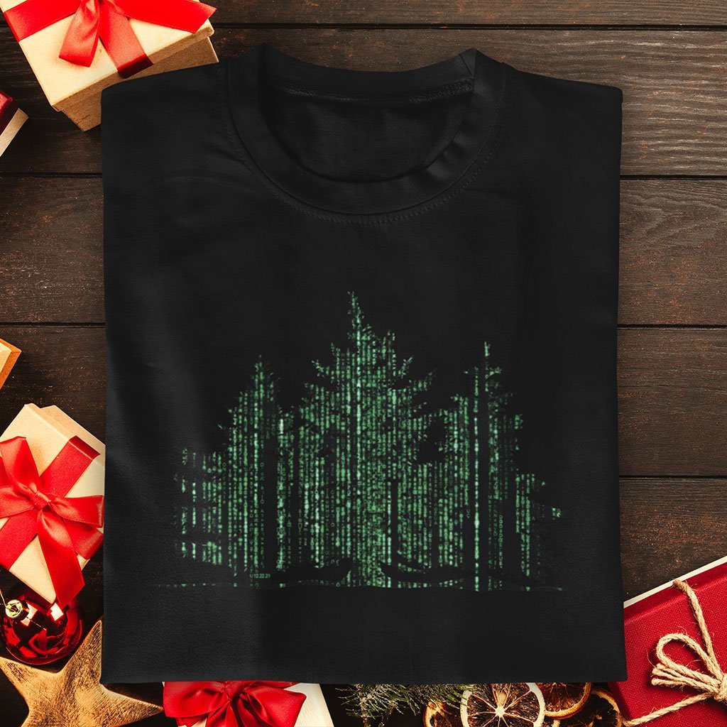 Merry Matrix Trees - Fun Matrix Christmas T-Shirt (Unisex) [Black] NAB It Designs