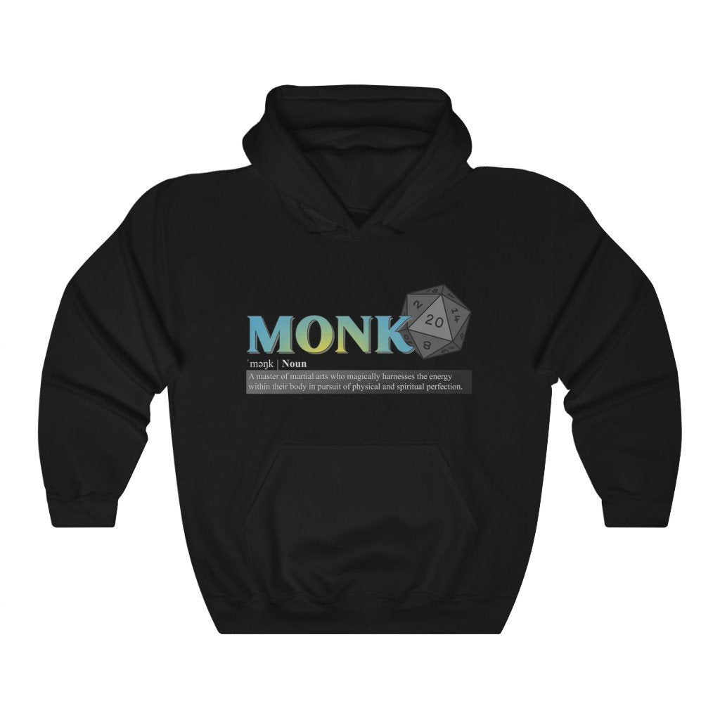 Monk Class Definition - Funny Dungeons & Dragons Hooded Sweatshirt (Unisex) [Black] NAB It Designs