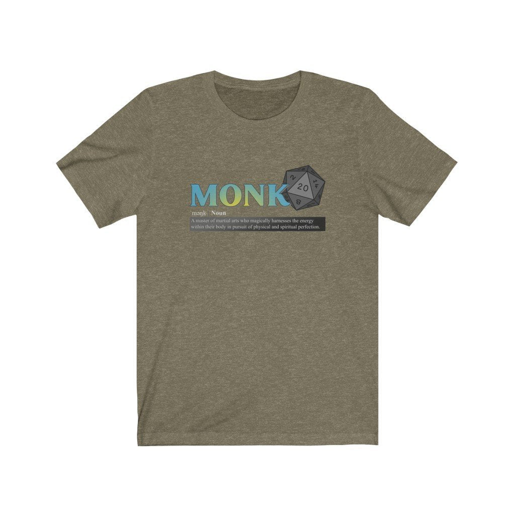 Monk Class Definition - Funny Dungeons & Dragons T-Shirt (Unisex) [Heather Olive] NAB It Designs