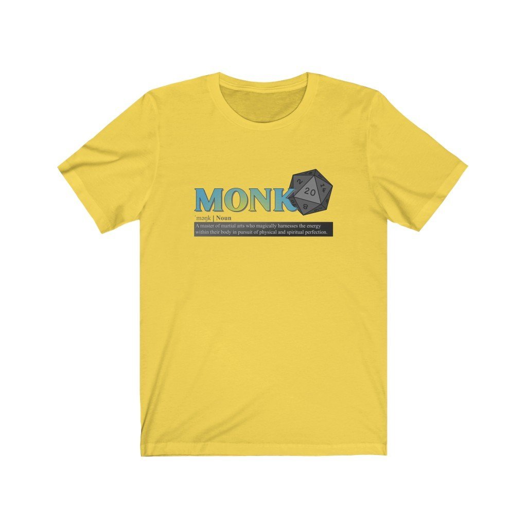 Monk Class Definition - Funny Dungeons & Dragons T-Shirt (Unisex) [Yellow] NAB It Designs