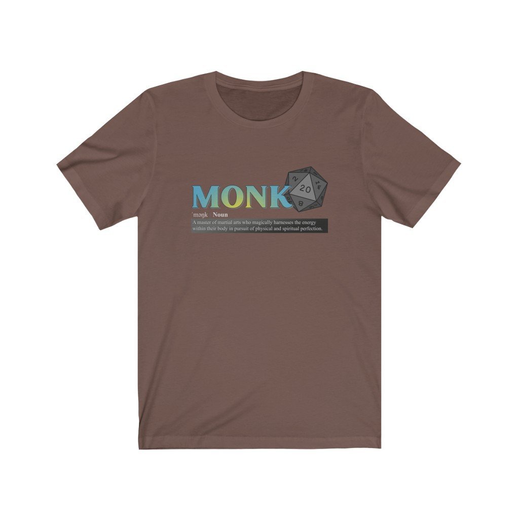 Monk Class Definition - Funny Dungeons & Dragons T-Shirt (Unisex) [Brown] NAB It Designs