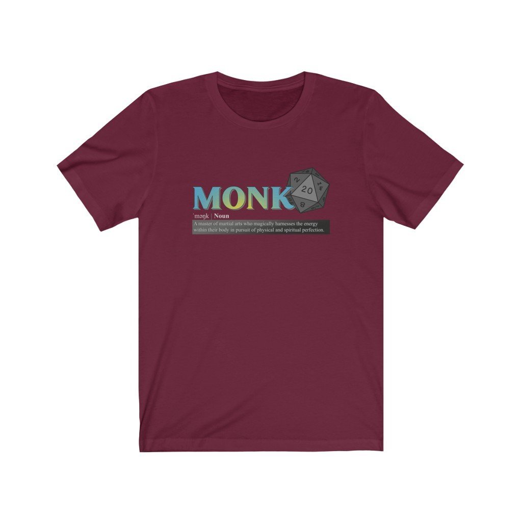 Monk Class Definition - Funny Dungeons & Dragons T-Shirt (Unisex) [Maroon] NAB It Designs