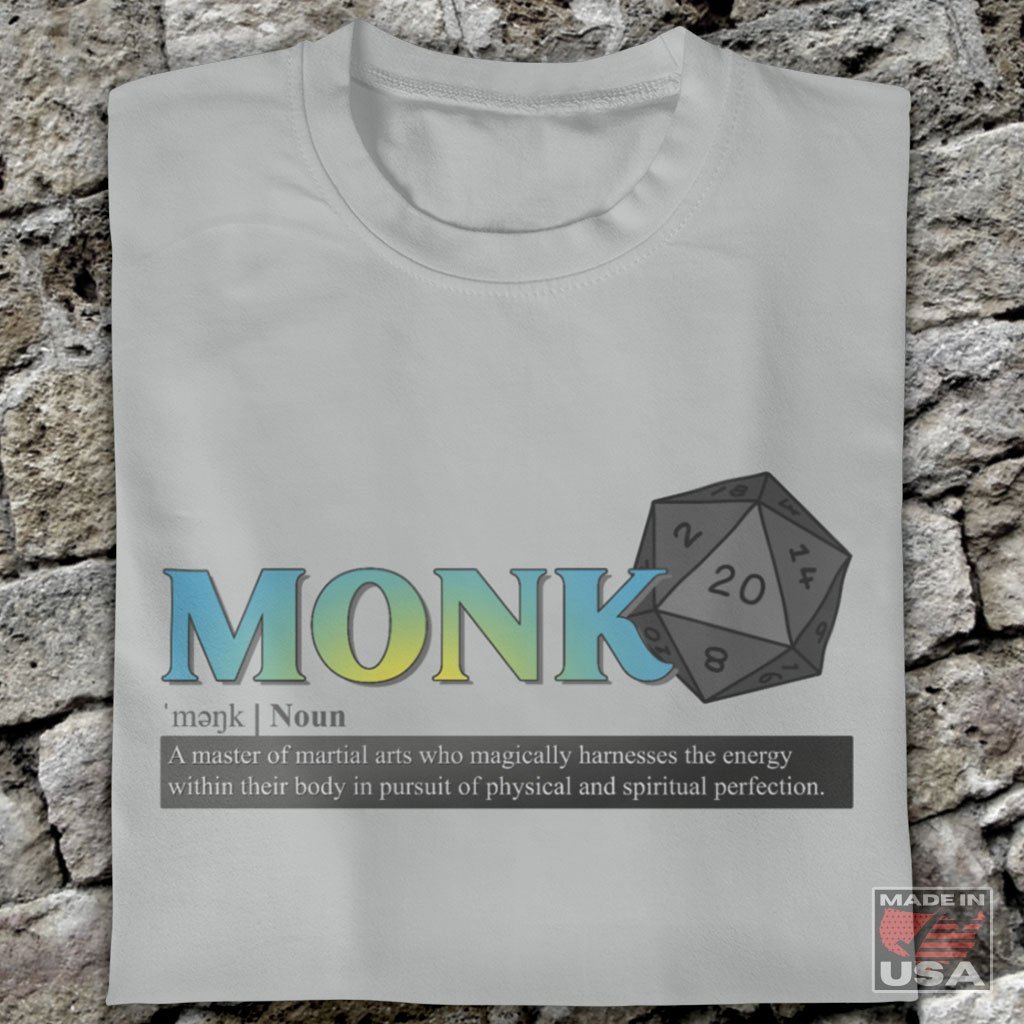 Monk Class Definition - Funny Dungeons & Dragons T-Shirt (Unisex) [Ash] NAB It Designs
