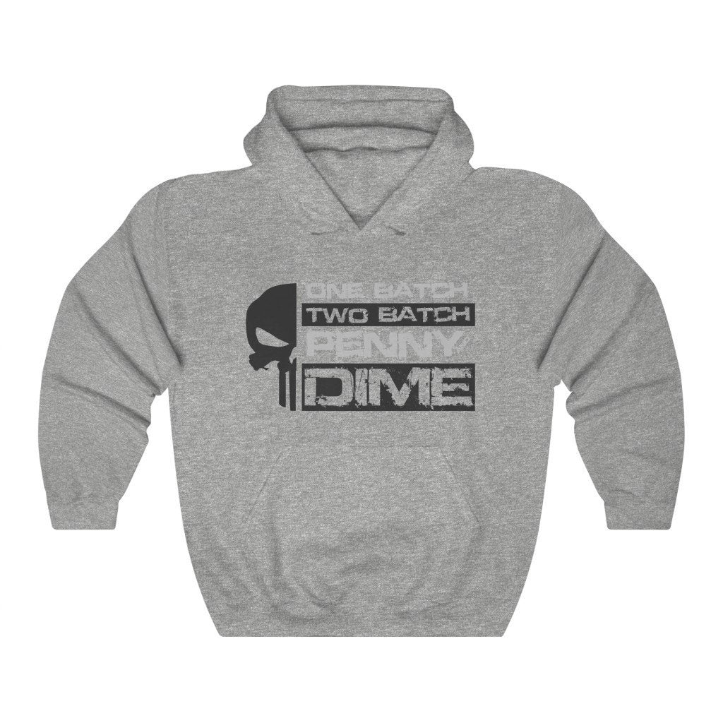 One Batch, Two Batch, Penny And Dime - Punisher Themed Hooded Sweatshirt [Sport Grey] NAB It Designs
