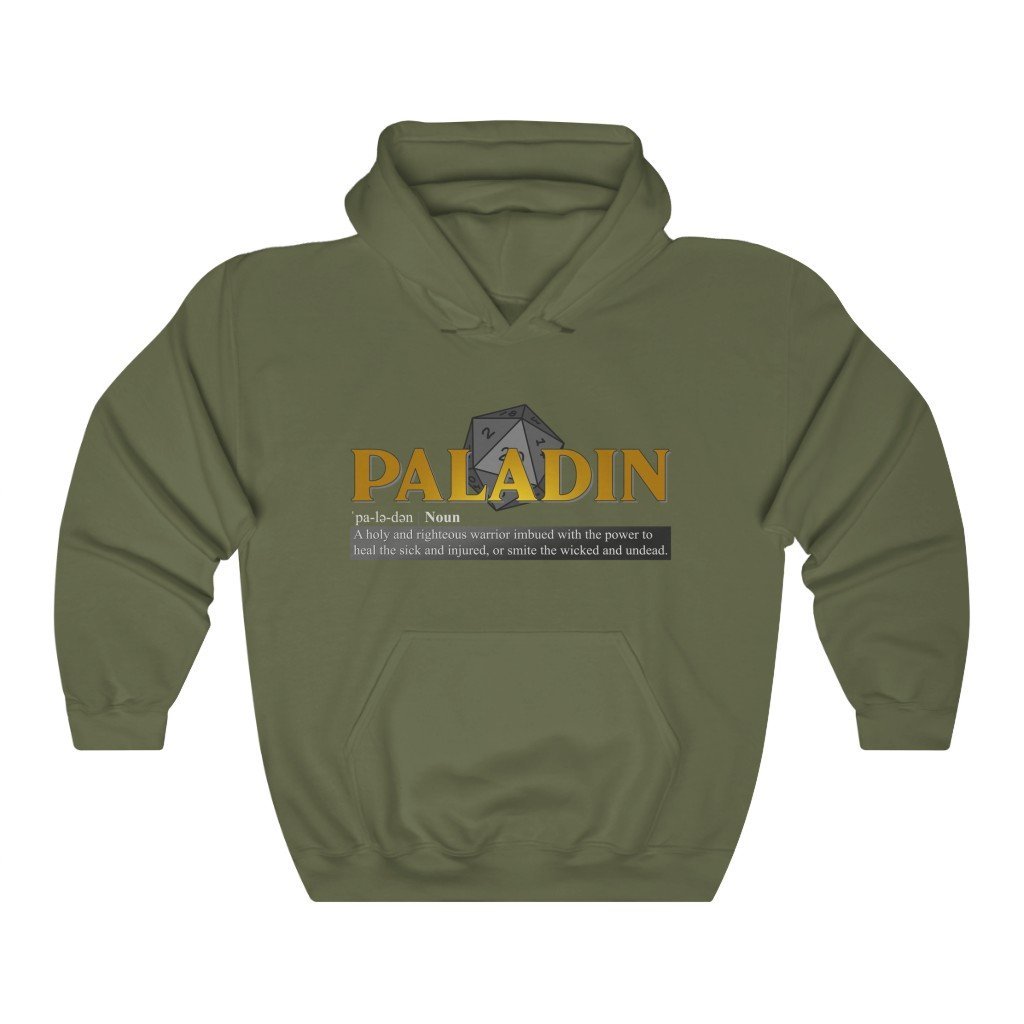 Paladin Class Definition - Funny Dungeons & Dragons Hooded Sweatshirt (Unisex) [Military Green] NAB It Designs