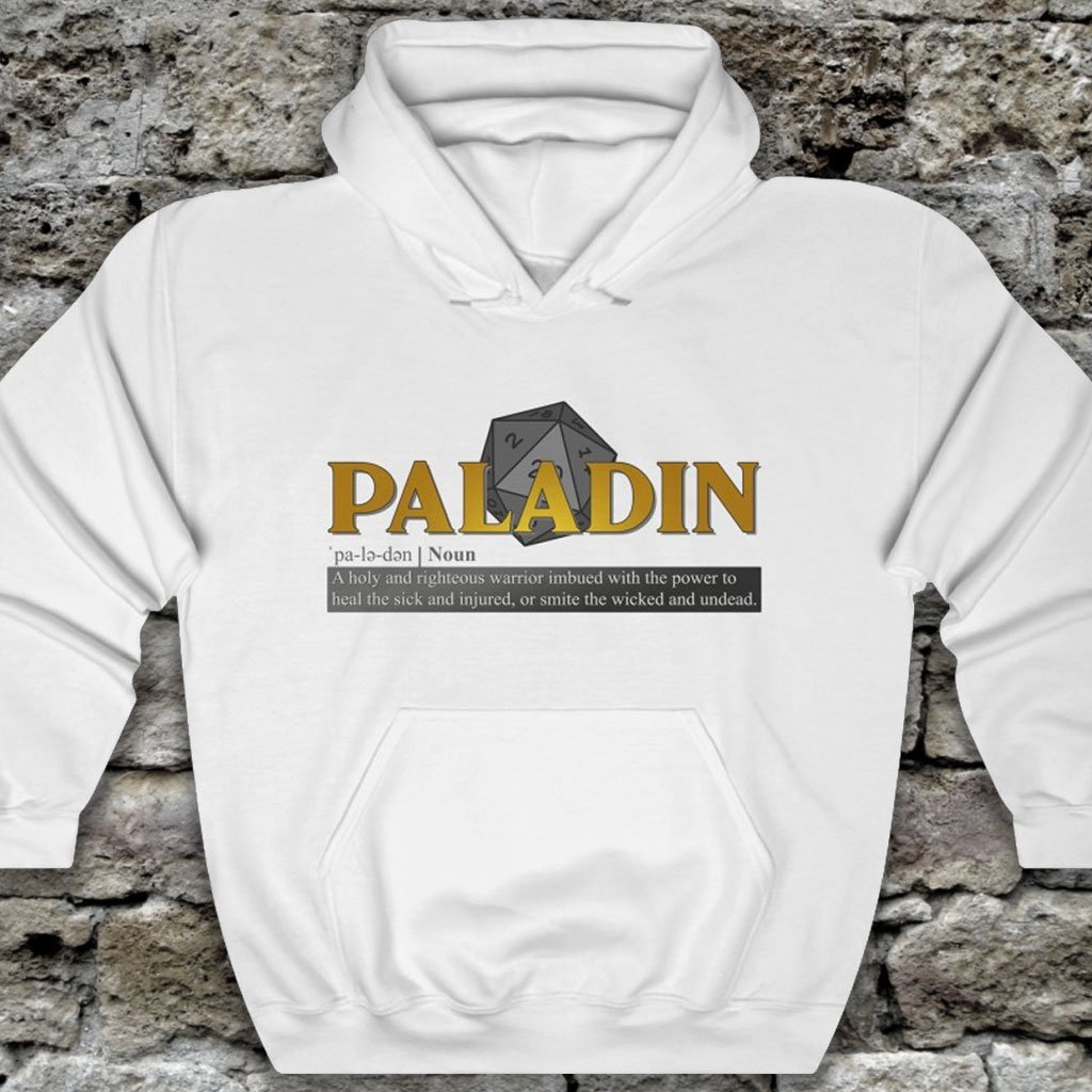 Paladin Class Definition - Funny Dungeons & Dragons Hooded Sweatshirt (Unisex) [White] NAB It Designs
