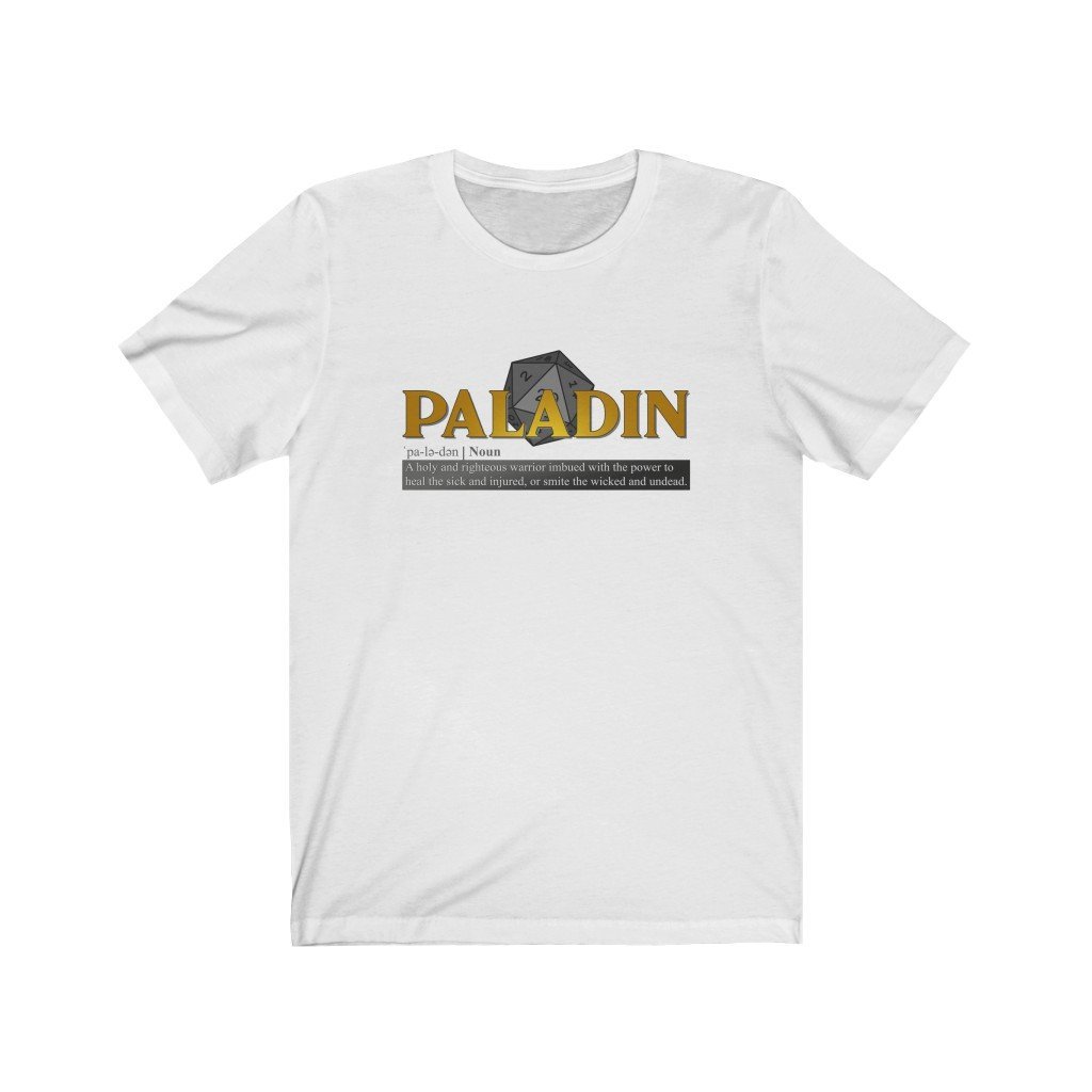 Paladin Class Definition - Funny Dungeons & Dragons T-Shirt (Unisex) [White] NAB It Designs