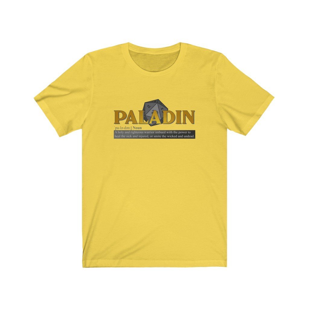 Paladin Class Definition - Funny Dungeons & Dragons T-Shirt (Unisex) [Yellow] NAB It Designs