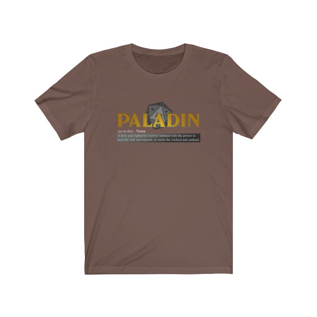 Paladin Class Definition - Funny Dungeons & Dragons T-Shirt (Unisex) [Brown] NAB It Designs