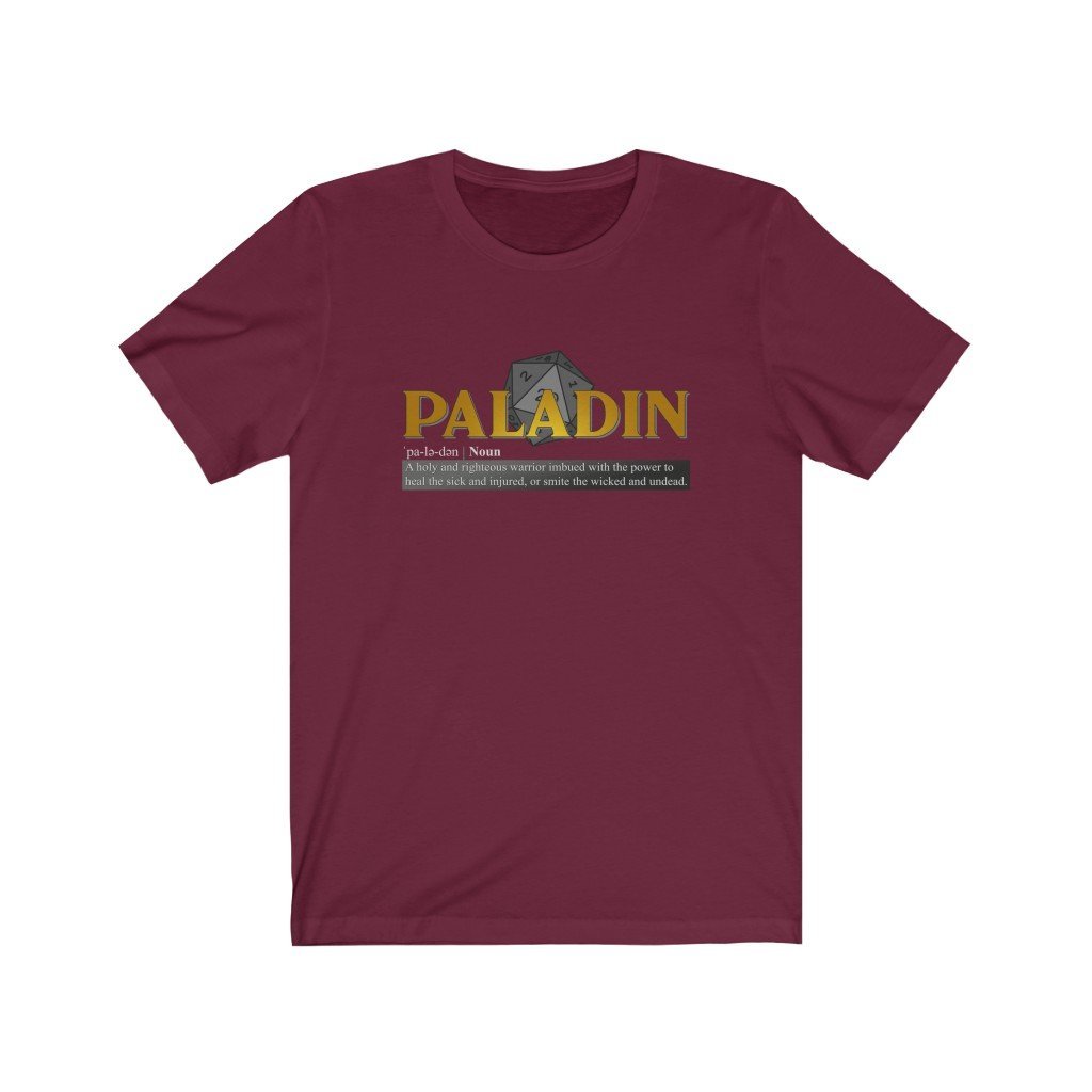 Paladin Class Definition - Funny Dungeons & Dragons T-Shirt (Unisex) [Maroon] NAB It Designs