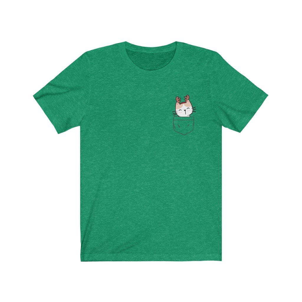 Pocket Christmas Kitten - Ruby Reindeer - T-Shirt (Unisex) [Heather Kelly] NAB It Designs
