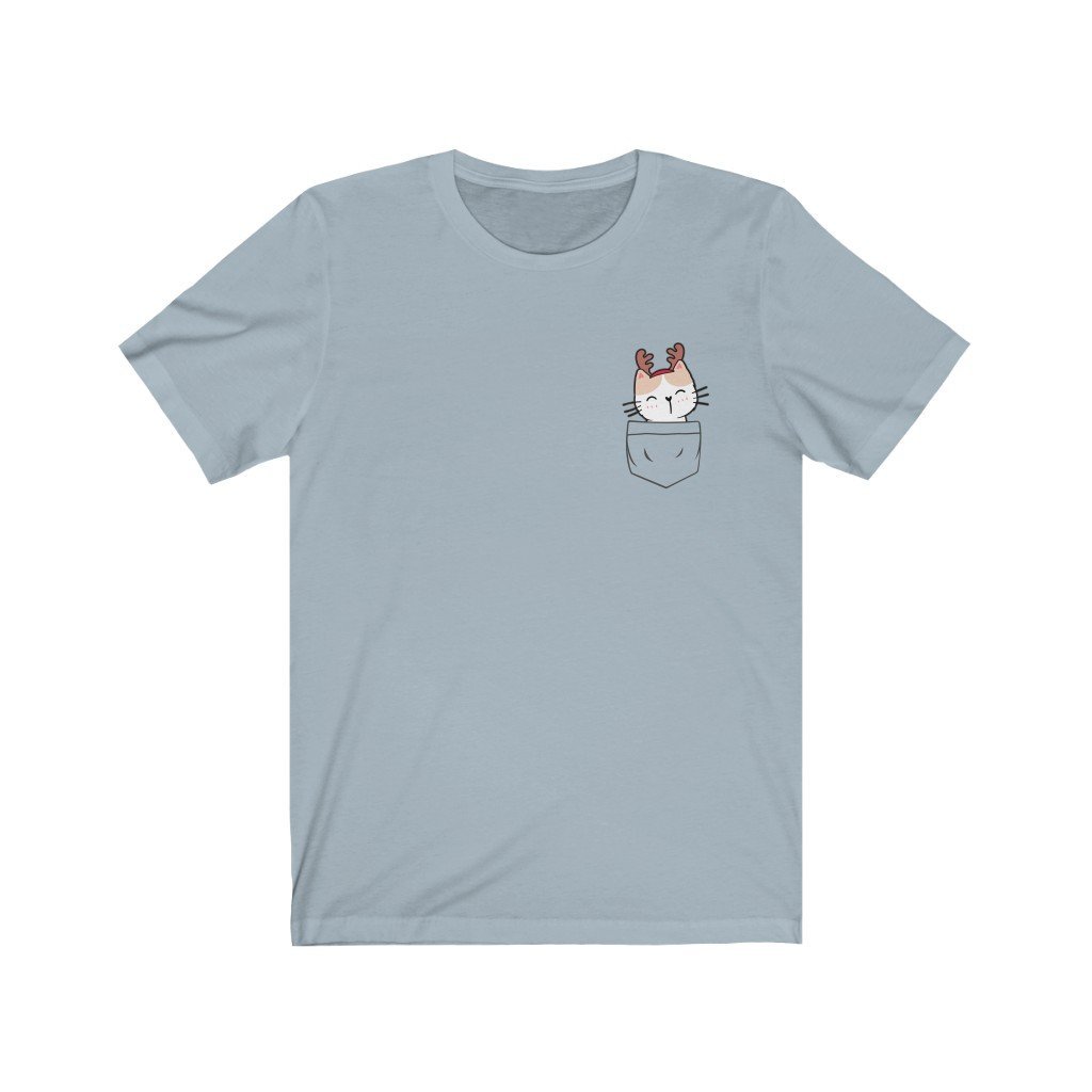 Pocket Christmas Kitten - Ruby Reindeer - T-Shirt (Unisex) [Light Blue] NAB It Designs