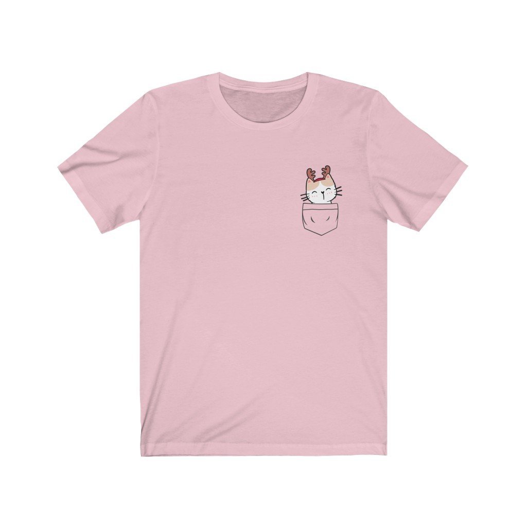 Pocket Christmas Kitten - Ruby Reindeer - T-Shirt (Unisex) [Pink] NAB It Designs