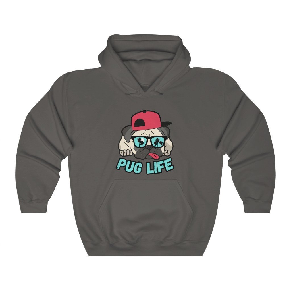 PUG LIFE - Funny Pug Hooded Sweatshirt (Unisex) [Charcoal] NAB It Designs