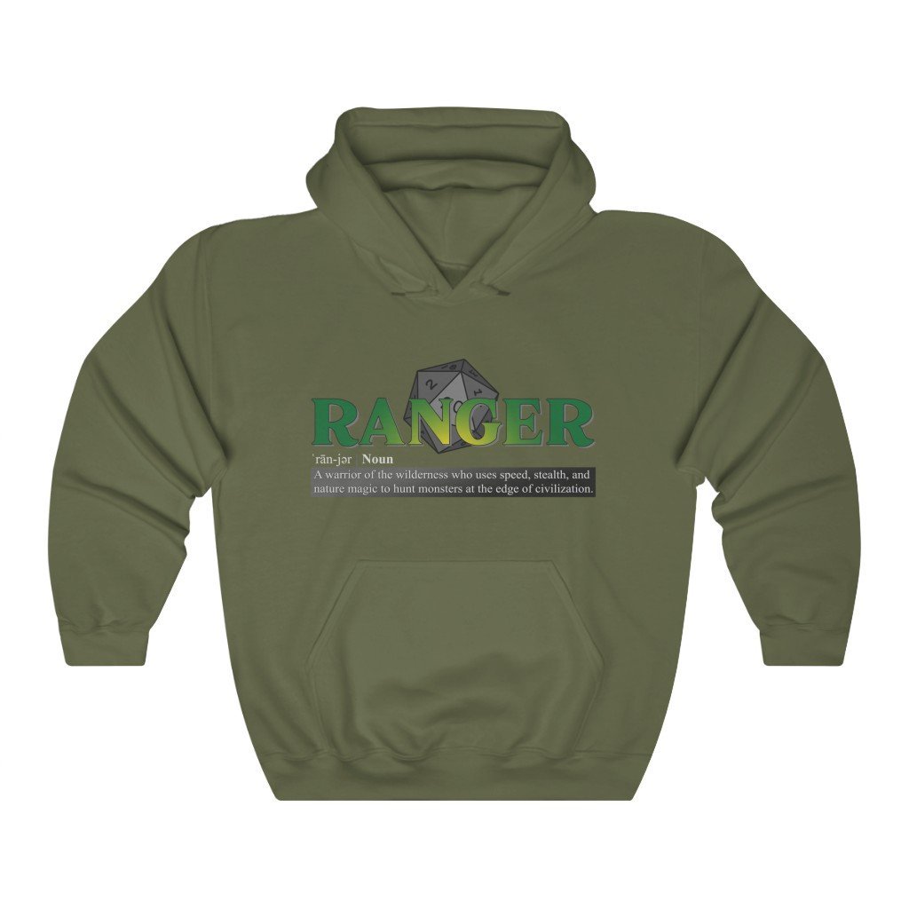 Ranger Class Definition - Funny Dungeons & Dragons Hooded Sweatshirt (Unisex) [Military Green] NAB It Designs