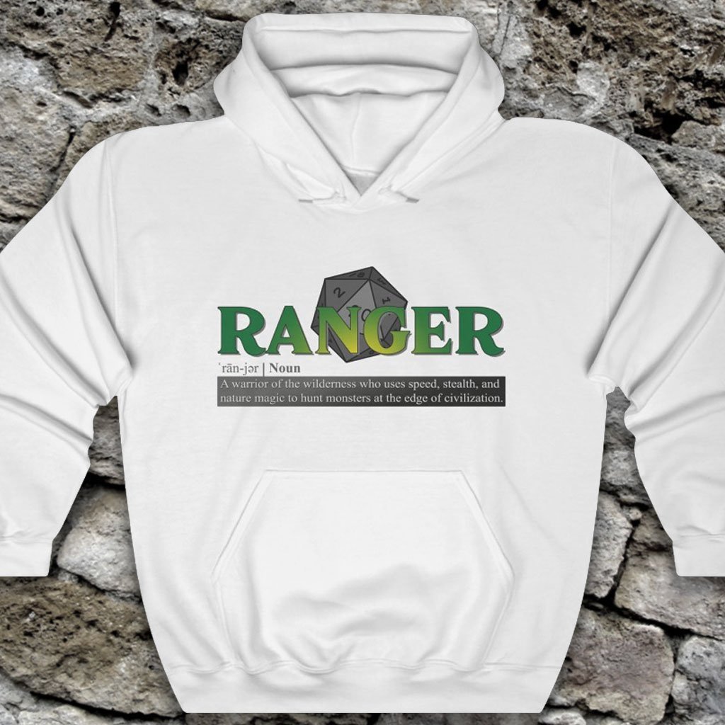 Ranger Class Definition - Funny Dungeons & Dragons Hooded Sweatshirt (Unisex) [White] NAB It Designs