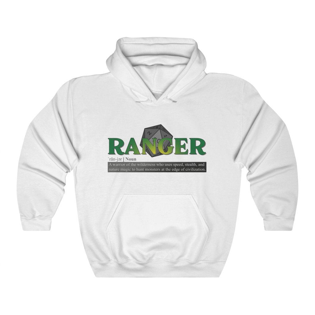 Ranger Class Definition - Funny Dungeons & Dragons Hooded Sweatshirt (Unisex) [White] NAB It Designs
