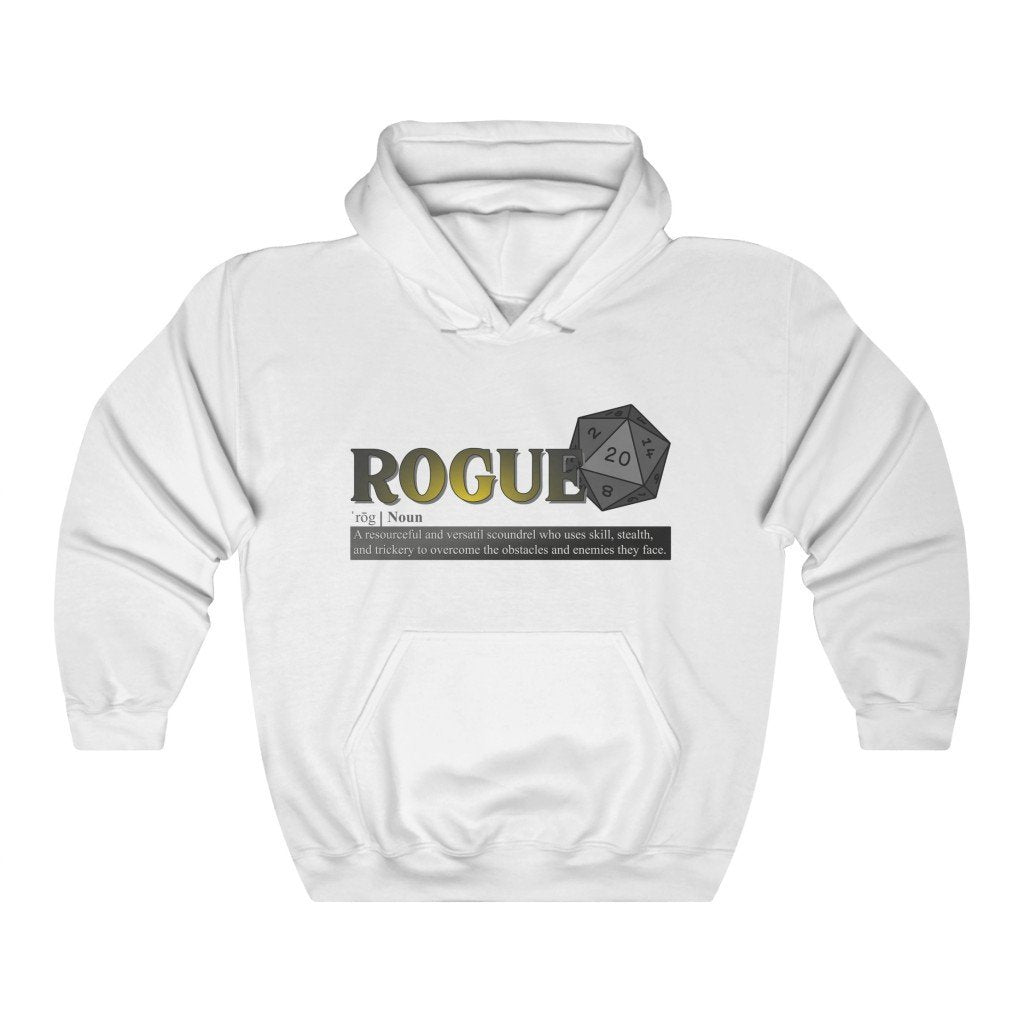 Rogue Class Definition - Funny Dungeons & Dragons Hooded Sweatshirt (Unisex) [White] NAB It Designs