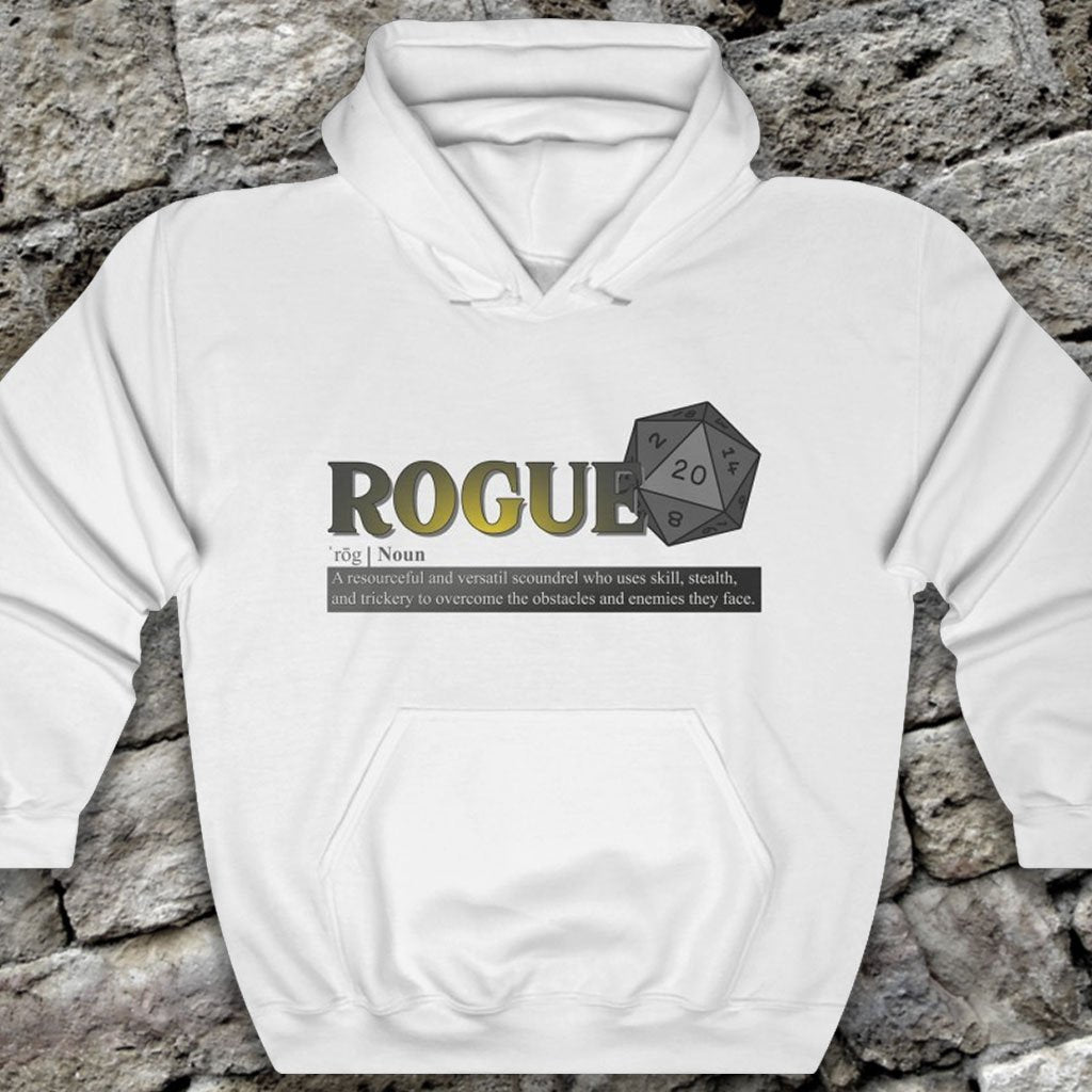 Rogue Class Definition - Funny Dungeons & Dragons Hooded Sweatshirt (Unisex) [White] NAB It Designs