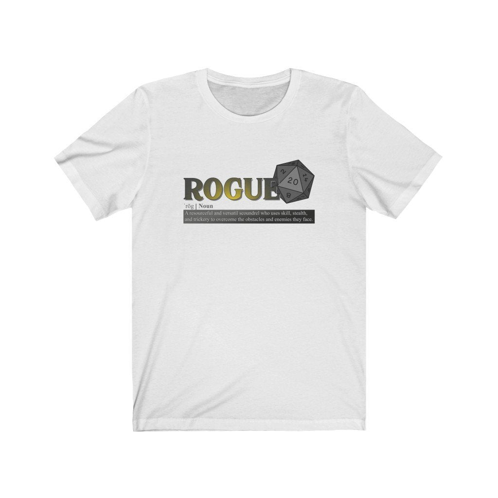Rogue Class Definition - Funny Dungeons & Dragons T-Shirt (Unisex) [White] NAB It Designs