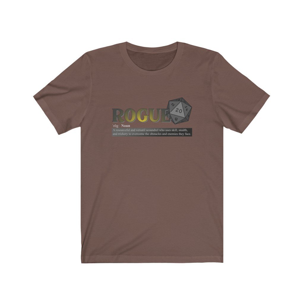 Rogue Class Definition - Funny Dungeons & Dragons T-Shirt (Unisex) [Brown] NAB It Designs