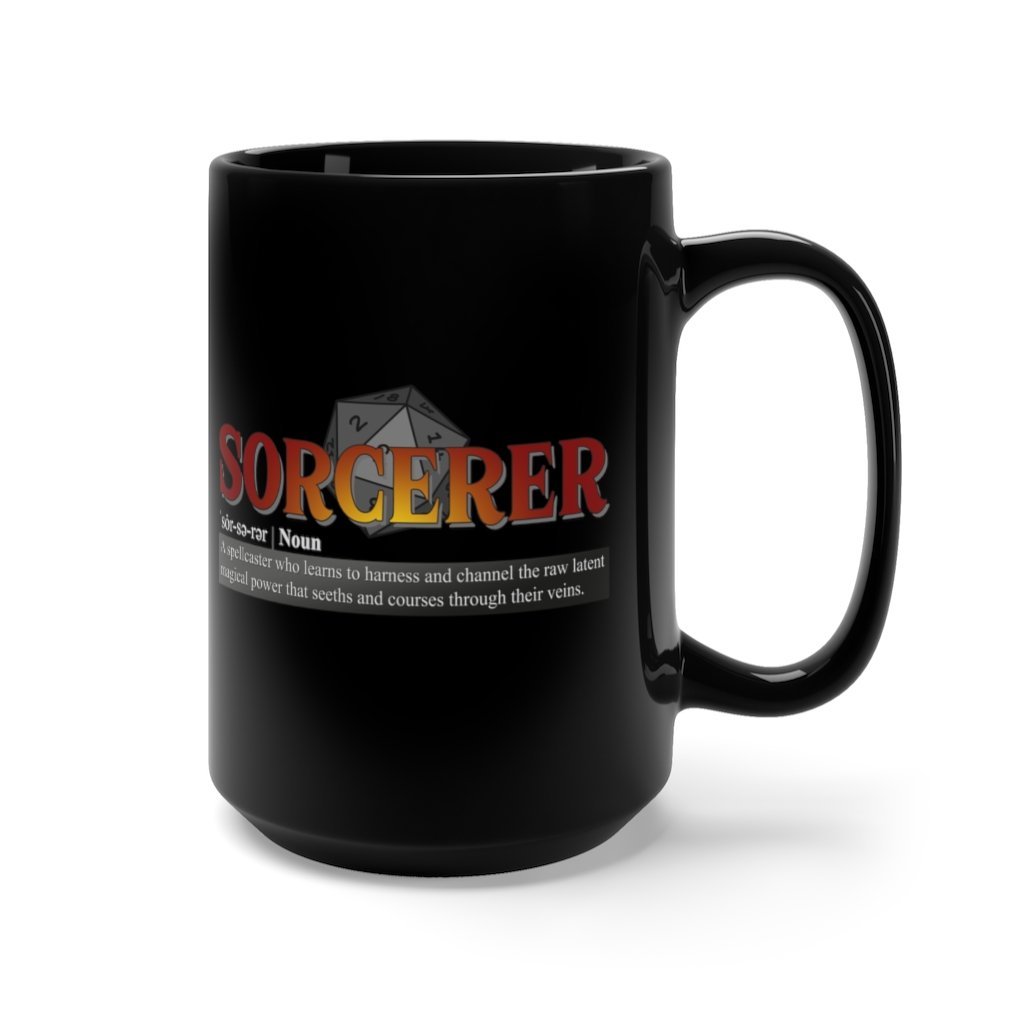 Sorcerer Class Definition - Funny Dungeons & Dragons Coffee Mug 15 oz, Black [15oz] NAB It Designs