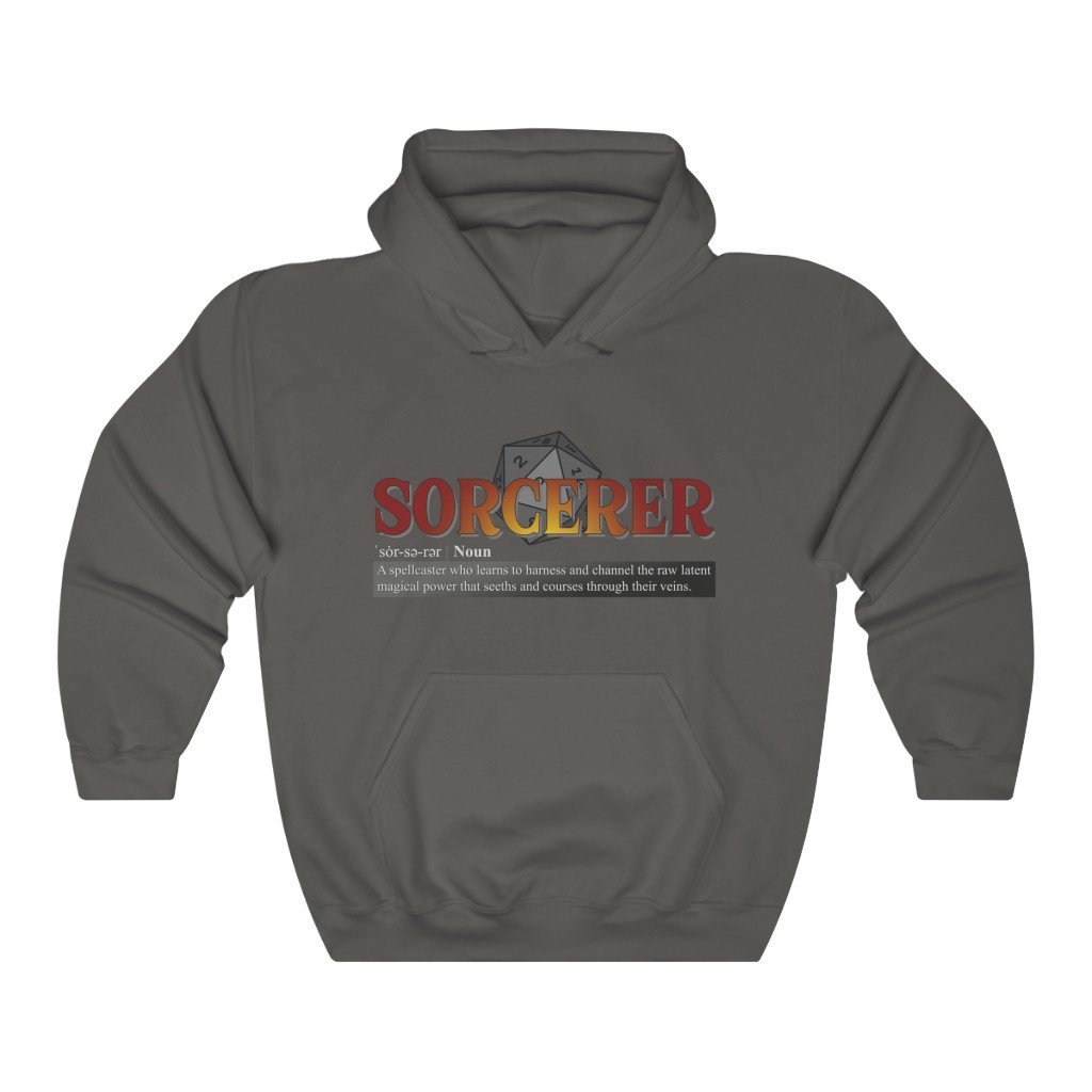 Sorcerer Class Definition - Funny Dungeons & Dragons Hooded Sweatshirt (Unisex) [Charcoal] NAB It Designs