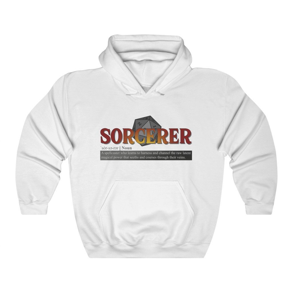 Sorcerer Class Definition - Funny Dungeons & Dragons Hooded Sweatshirt (Unisex) [White] NAB It Designs