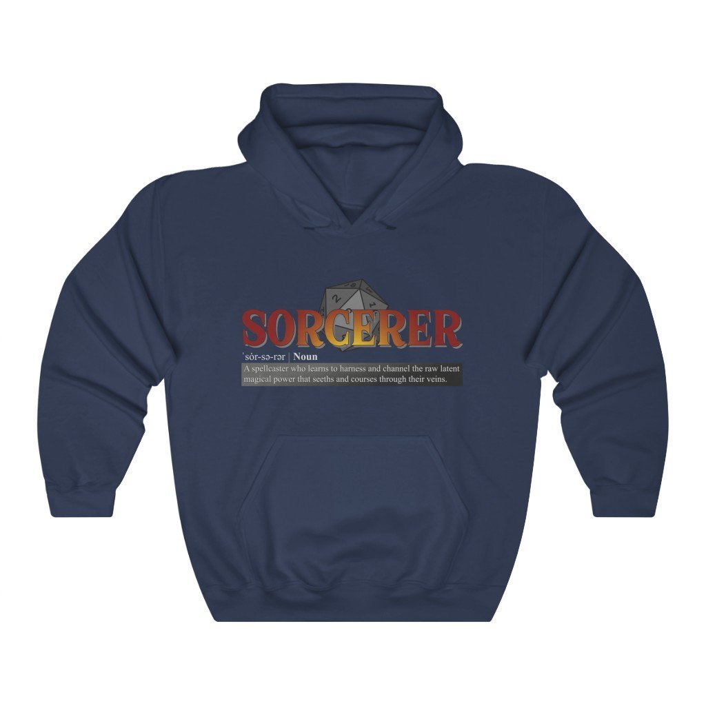 Sorcerer Class Definition - Funny Dungeons & Dragons Hooded Sweatshirt (Unisex) [Navy] NAB It Designs