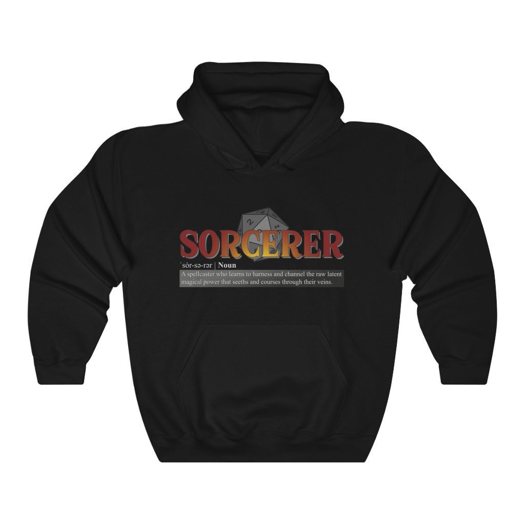 Sorcerer Class Definition - Funny Dungeons & Dragons Hooded Sweatshirt (Unisex) [Black] NAB It Designs