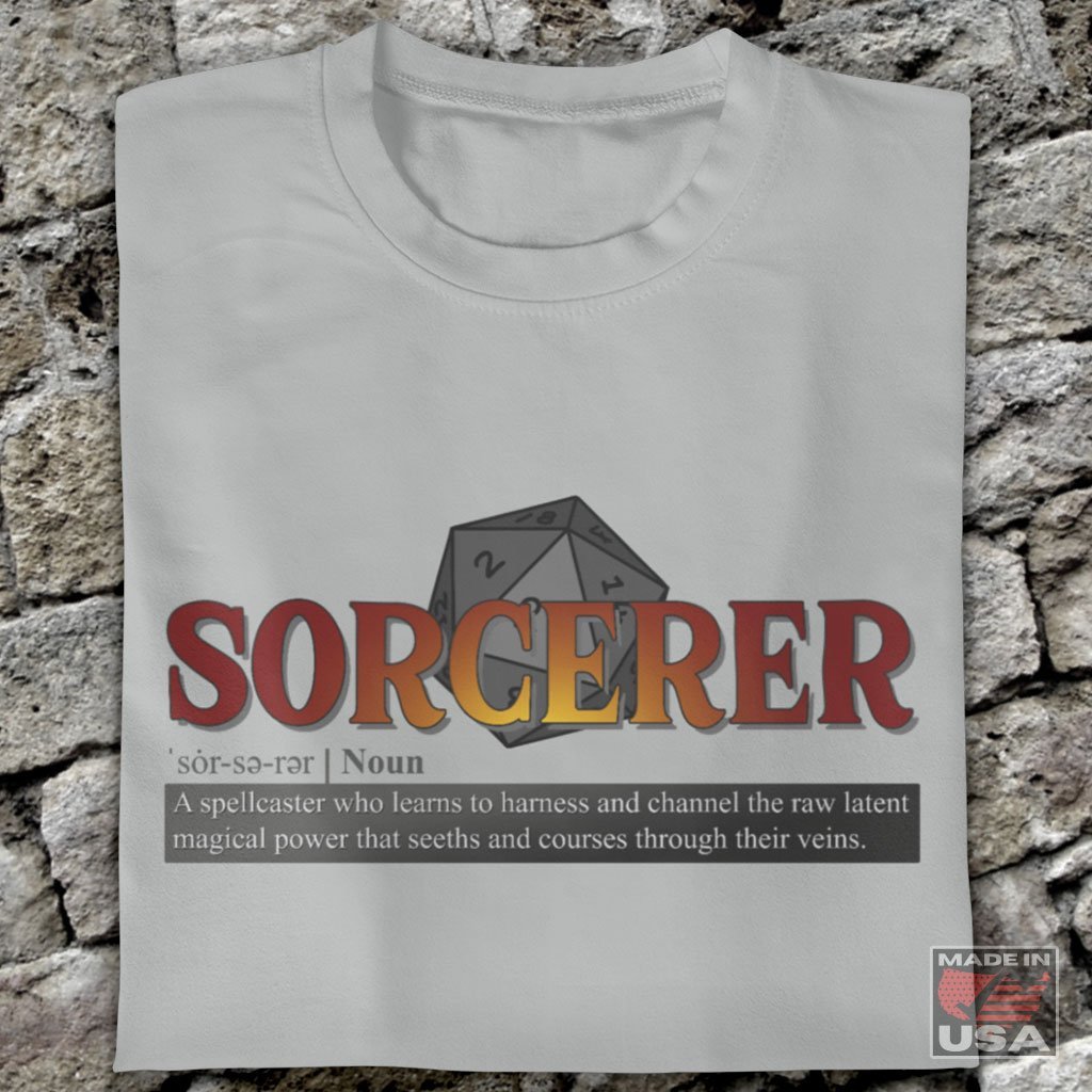 Sorcerer Class Definition - Funny Dungeons & Dragons T-Shirt (Unisex) [Ash] NAB It Designs