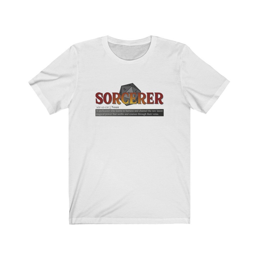 Sorcerer Class Definition - Funny Dungeons & Dragons T-Shirt (Unisex) [White] NAB It Designs