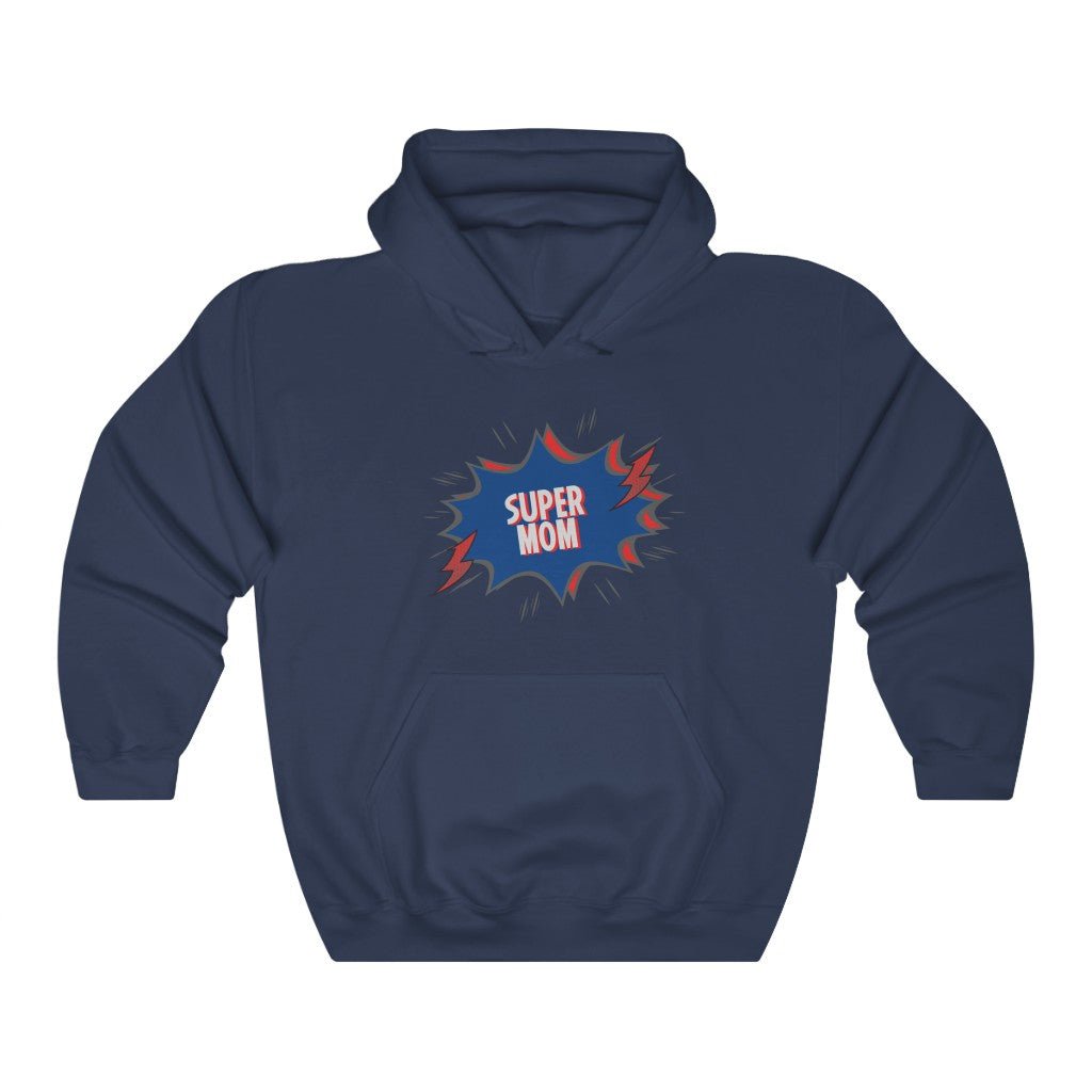 Super Mom Comic - Mother's Day Hooded Sweatshirt (Unisex) [Navy] NAB It Designs