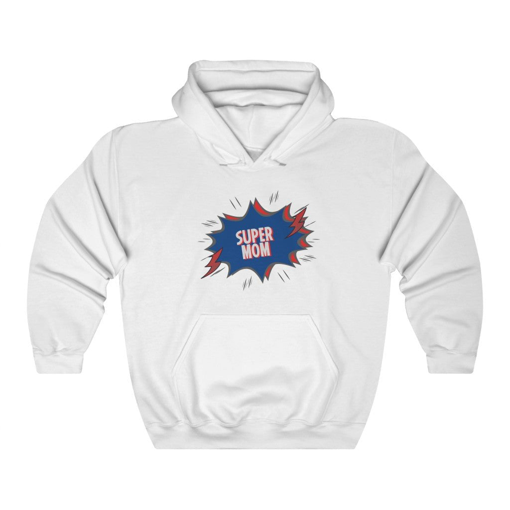Super Mom Comic - Mother's Day Hooded Sweatshirt (Unisex) [White] NAB It Designs